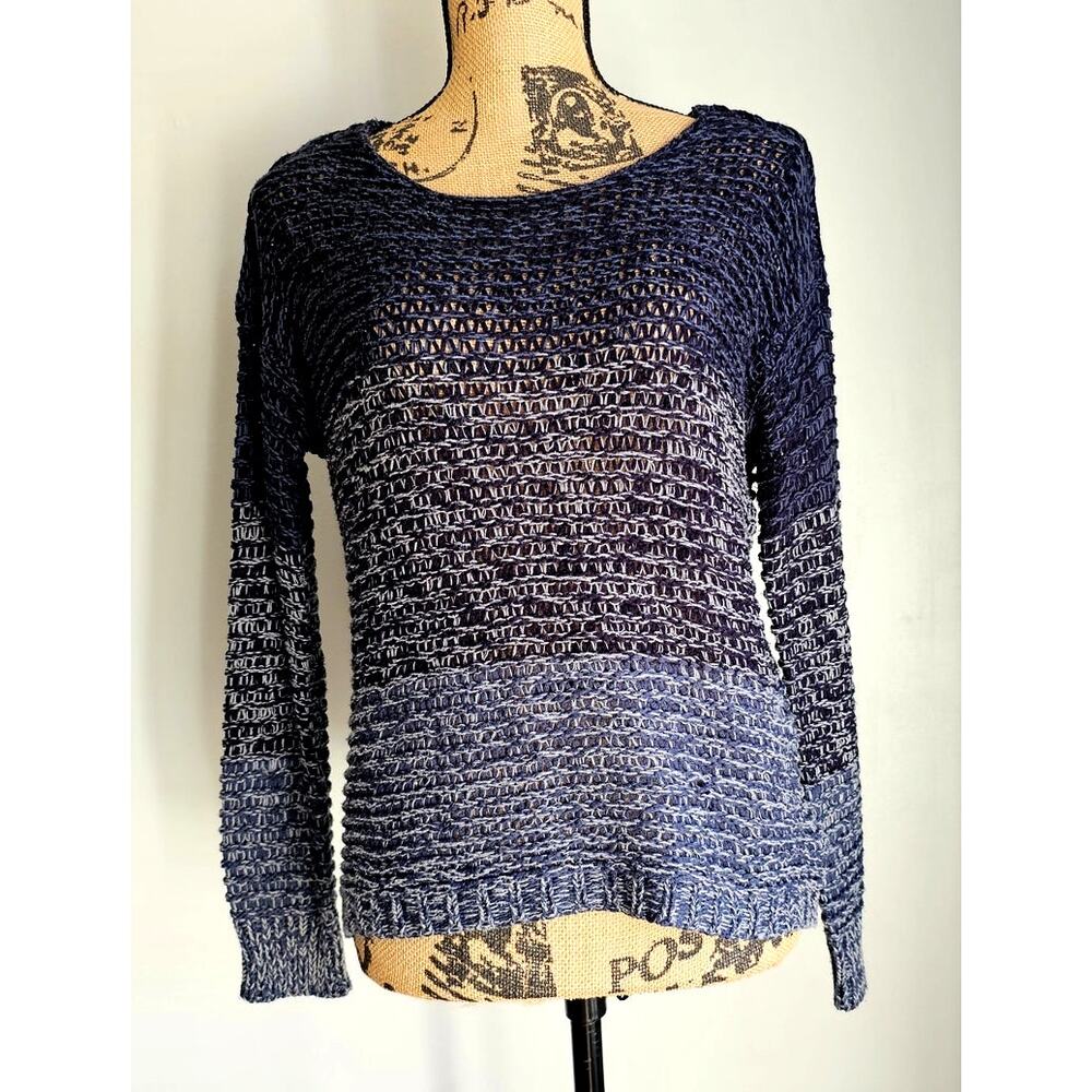 Quinn Open Knit  Sweater Cropped High Low Long Sleeve Ombré Color  Womens Sz S